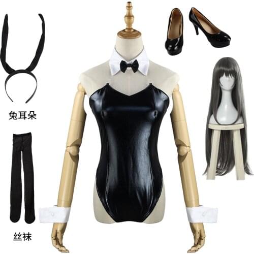 Anime Sakurajima Mai Cosplay Costume Halloween Women Black Sexy Jumpsuit Rascal Does Not Dream of Bunny Girl Senpai Cos