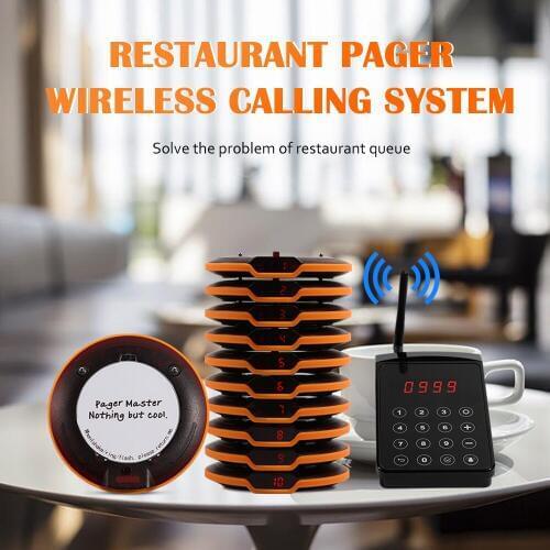 Wirelesslinkx Restaurant Pager Wireless Calling System Round Food Coaster Paging Device for Church Reception Queue Quiz Buzz