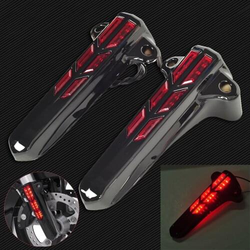 Black Motorcycle LED Light Front Lower Fork Leg Covers Case for Harley Accessories FLHR FLHX FLHT 2014-up