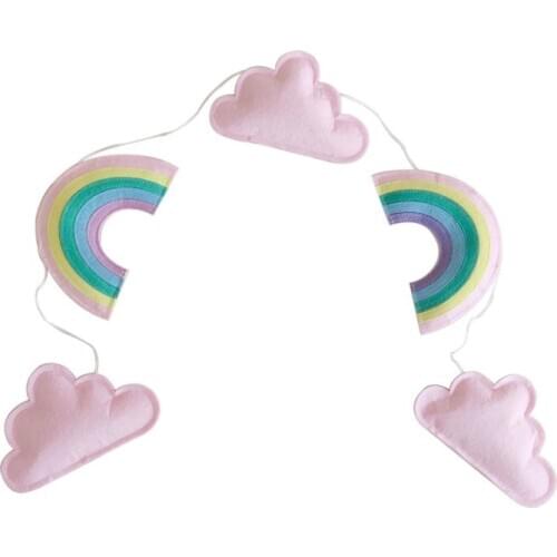 Felt Cloud Rainbow Banner Garlands Wall Hanging Ornament Pendant For Kids Room Decoration Flag String Nursery Decor Photo Props