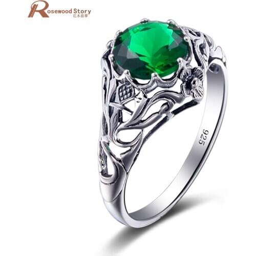 Hot Sale Retro Crown Ring 925 Silver Jewelry Green CZ Stone Sterling Silver Rings Designer engagement ring alibaba-express