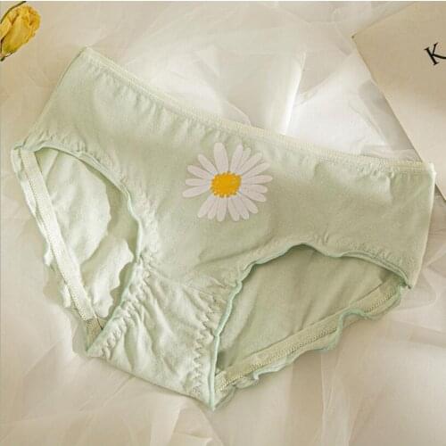 Flower Print Cotton Women‘s Underpants Student Cute Underwear Seamless Briefs Breathable Month Panties Female Lingerie S1353