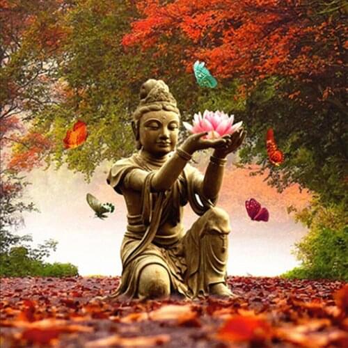 Diamond Painting Religion Icon Buddha Diamond Embroidery Cross Stitch Portrait Zen Diamond Mosaic Full Drill Square