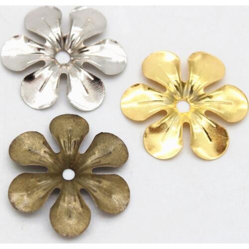 50Pcs Rhodium Antique Bronze Gold Flower Bead Caps Floral End Caps 22mm Diameter For DIY Jewelry Making