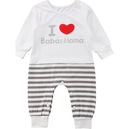 Newborn Infant Baby Girl Boy Romper Jumpsuit Outfits Clothes Long Sleeve Letter Print Casual Baby Clothing Rompers