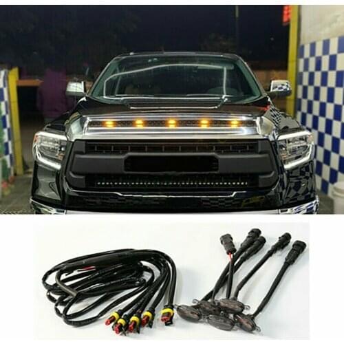 Cover Grille LED Lights DIY Harness Cable Light Raptor Style 5pcs Amber