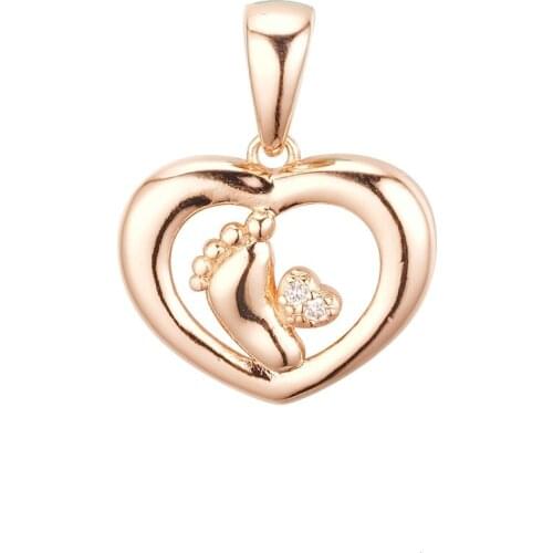 Fashion Pendants Trendy Cubic Zircon Pendant Women Men Jewelry 585 Rose Gold Color Feet Shape Pendant Necklaces