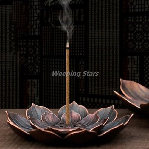 Alloy Incense Burner Stick Holder Plate Burner Plate Buddhism Coil Lotus Censer