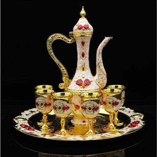 Fashion 8pcs/set gold/silver decorative wine set wine decanter verre whisky accessories for home decoration accessories JJ106