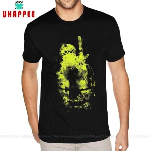 Vintage Graphic Trafalgar Law ONE PIECE Tees Shirts Mens Custom Short Sleeved Cotton Black O-neck Tee Shirt