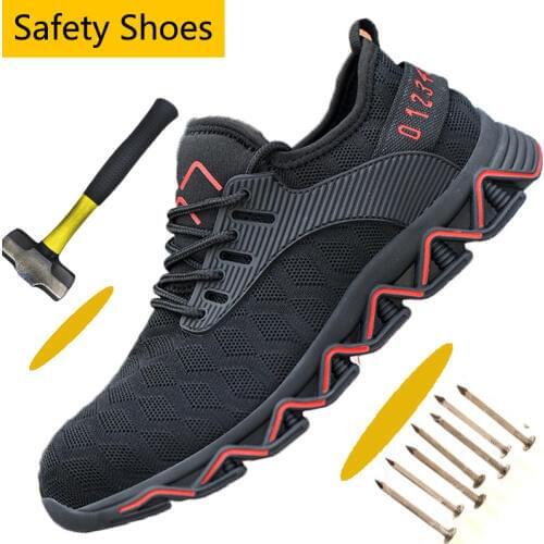 Steel Toe Cap Impacts-resistant Men Work Shoes Protective Anti-Puncture All In One Safety Shoes Light Mesh Sport Hiking Shoe Men