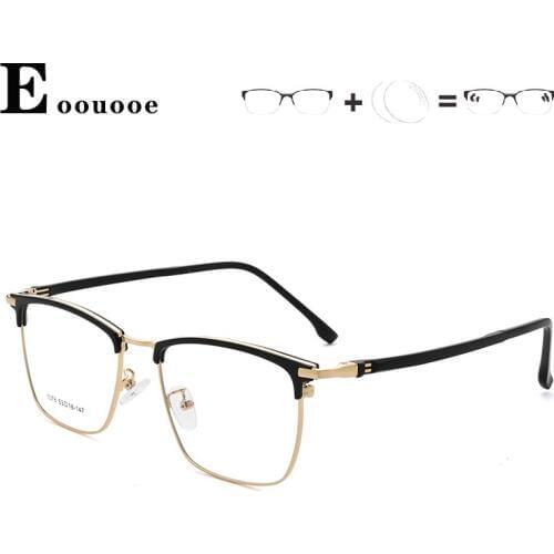 Men Business Opticas Glasses Metal Prescription Photochromism Eyewear Frame Anti-blue light Lens Progressive