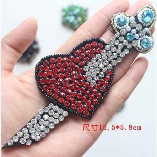 Clothing nail pearl patch materials red love arrow exquisite nail bead cloth paste high quality nail bead flower applique