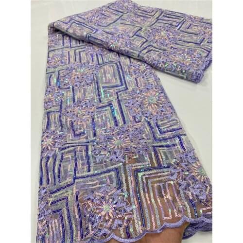 NIAI Latest African Tulle Lace Fabrics High Quality 2020 Nigerian Net Lace Fabric with Organza Sequins For Women XY3526B-1