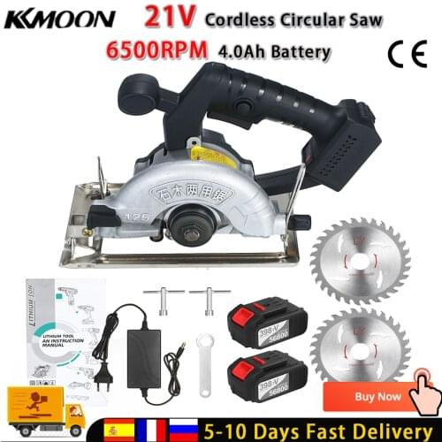 21V Cordless Circular Saw 6500RPM 2x20.0Ah Battery Fast Charger 45 Degree Bevel Cutting with 110mm 30T Blades Circular Saw