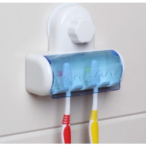 Plastic 5 Set Toothbrush Spinbrush Holder Suction Stand Rack Bathroom Accessory