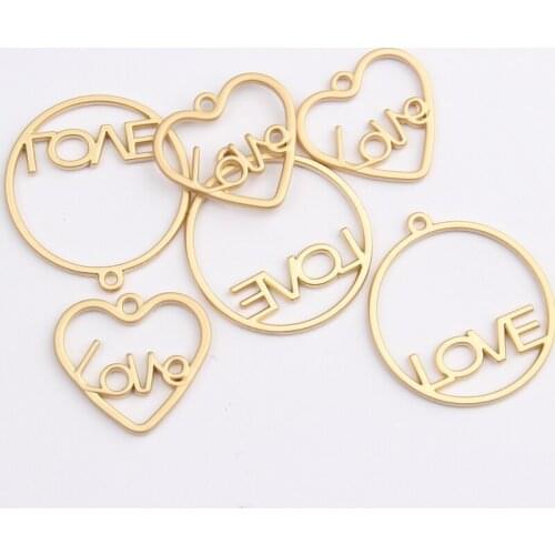 Zinc Alloy Charms Pendant LOVE Heart Round Geometric Pendant 6pcs/lot For DIY Jewelry Earring Making Accessories