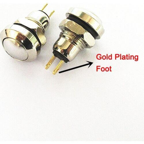 Gold Plating Foot 8mm Small Round Metal Button Switch Waterproof Self-reset Power Start Button Doorbell Switches DC36V 2A