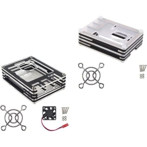 28TE Clear Acrylic Case for Raspberry Pi 4 Model B 9 Layers Acrylic Case with Cooling Fan for Raspberry Pi 4B , No Board