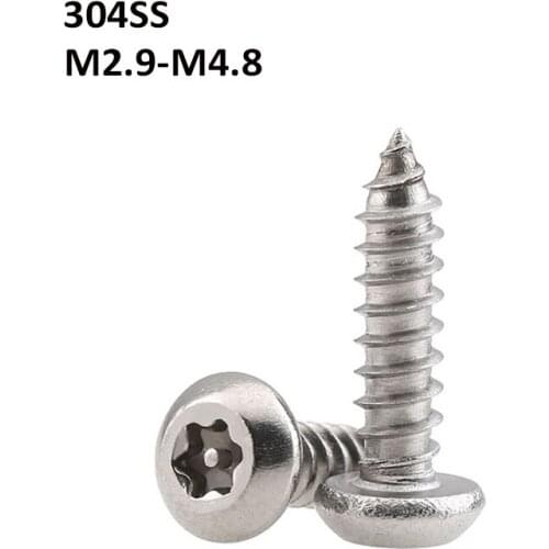 304 Stainless Steel Pin Six Lobe Torx Round Head Anti Theft Security Self Tapping Screws Pan Head Tamper-Resistant Screw