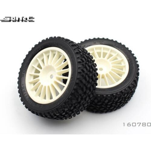 SN-RC 160780-WH 1:10 RCAccessories RALLY TYRE SET-REAR- PREGLUE WH(2)