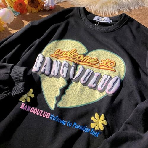 3 Colors Letters Print Harajuku Sweatshirts Vintage Teens Clothes Fashion Streetwear Long Sleeve Tops Summer Autumn Pullovers