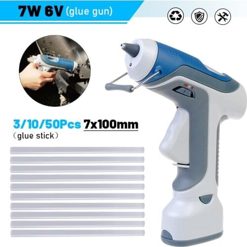 7W 6V Battery Type Hot Melt Glue Gun With 3pcs Glue Sticks Wireless Hot Melt Glue Gun Battery Operated Glue Gun Repair Heat Tool