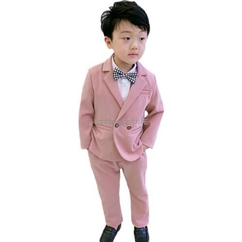 Flower Boy Formal Wedding Party Suit Children Blazer+Pants 2Pcs Clothing Set School Kids Performance Blazer Dress Garcon Costume