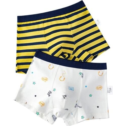 2Pcs Lot Yellow Stripe Boys Bottoms Kids Shorts Underwear Childrens Boxer 2 To 14 Years ZL8908