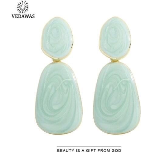 Vedawas Bohemian Geometric Oval Drop Dangle Earrings for Women Fashion Irregular Statement Earring Wedding Holiday Gifts Jewelry