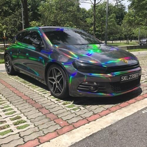 Various Colors Silver Purple Gold Black Iridescent Laser Chrome Vinyl Foil Holographic Film Rainbow Vinyl Wrap Roll Bubble Free