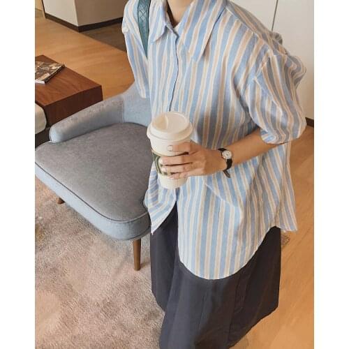 2021 Women Plaid Striped Shirt Blouses Tops Tunics Za Woman Clothing Fashion Summer Oversize Cardigan Dress New Short Sleeve T