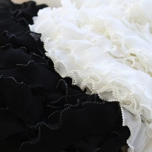 1Yards Embroidery Lace Fabric Guipure Women Sewing Beaded Fabric Crafts 5.5cm Ribbon Beaded Lace Fabric For Wedding Dresses QZ06
