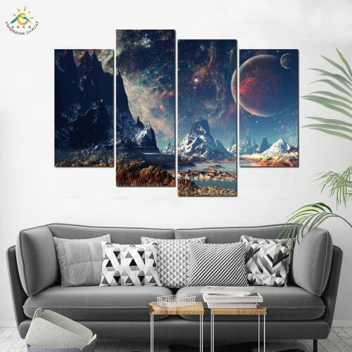 3-4-5 Pieces Star Sky Ice Mountain Modern Wall Art Pictures HD Printed Canvas Painting Modular Pictures HD Paints Home Decor