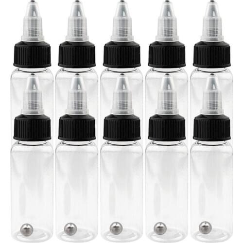 5x 30/50/60/120/250ml Plastic Clear Tattoo Paint Airbrush Ink Bottle Container