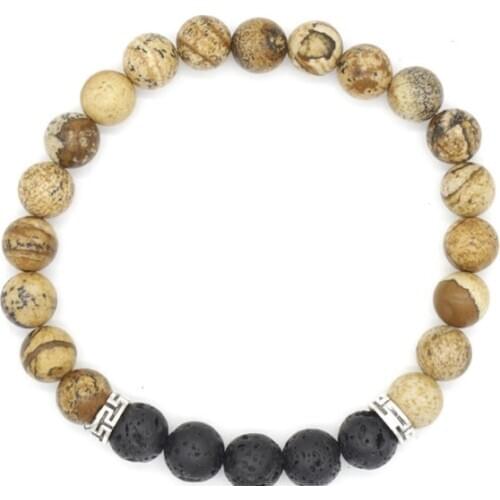 8mm ugj45 Buddha elastic thread adjusted black volcanic lava Stone bead essential oils diffuser picture stone Bracelet Bangles