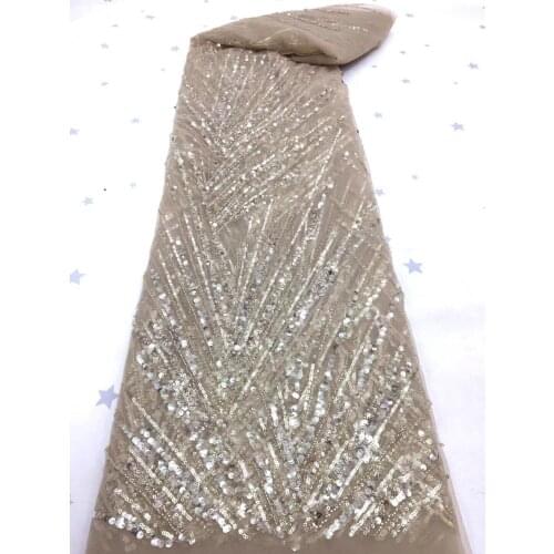 African Sequins Lace Fabric 2021 French Tulle Lace Fabric Glued Beaded Embroidery Mesh Fabric For Party Wedding Dress