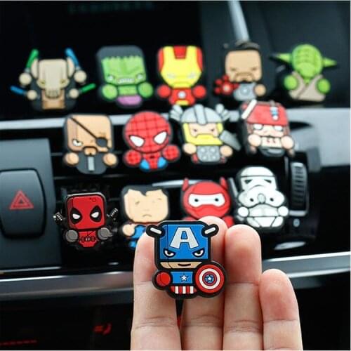 Marvel Anime Avengers Black widow Spideman Car Aroma Diffuser Clip Star wars Car Air Conditioner Air Out Decoration gifts