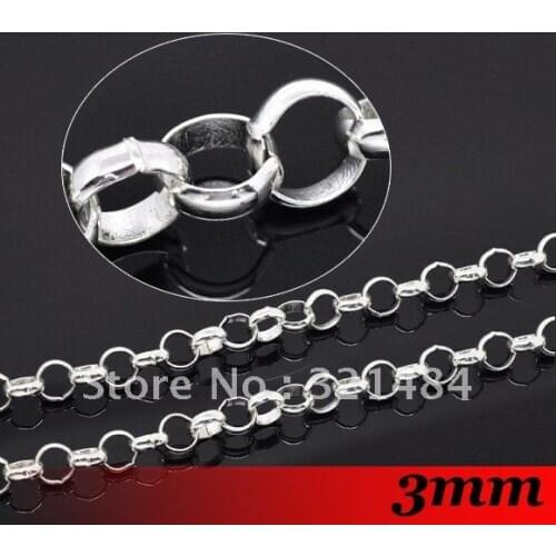 Free Ship! 3mm 100meter Silver Plated Bulk Supplies Metal Findings Necklace chain Circle O cross Rolo Link chains for jewelry
