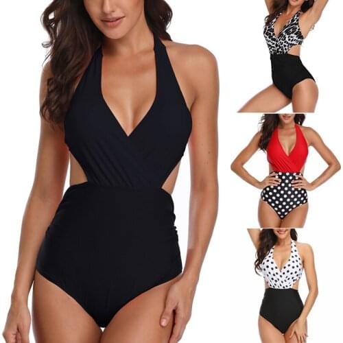 One Piece Swimsuit Hollow Out Print Swimwear Bathing Suits Bodysuit For Beach Swimming A7