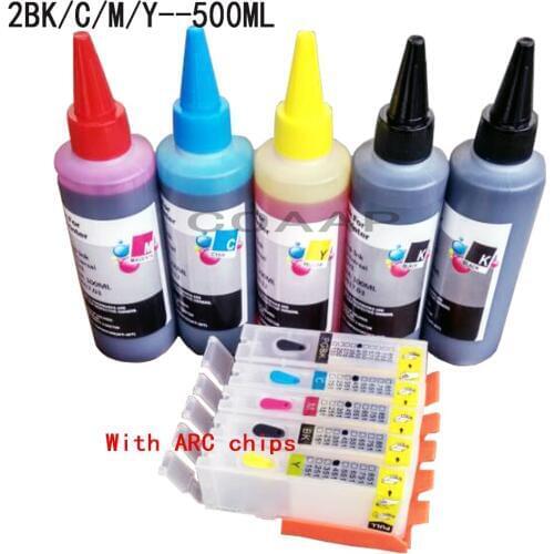 Canon MG5655 MG6350 MG6450 MG5450 MG5450 MG5550 MG5650 Printer for refillable pgi450 cli451 ink cartridge + 500ml Dye ink