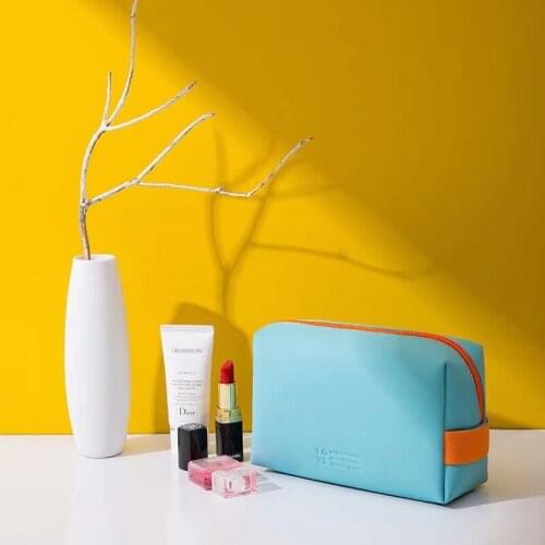 Travel Cosmetic Bag For Women PU Waterproof Toiletry Storage Pouch Color Of Macaron Portable Organizer Box Bright Color