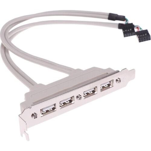 HOT SALE Adapter newest 4 Port USB 2.0 to 9 Pin MainBoard Header Bracket Extension Cable for Computer Rear Panel 9Pin