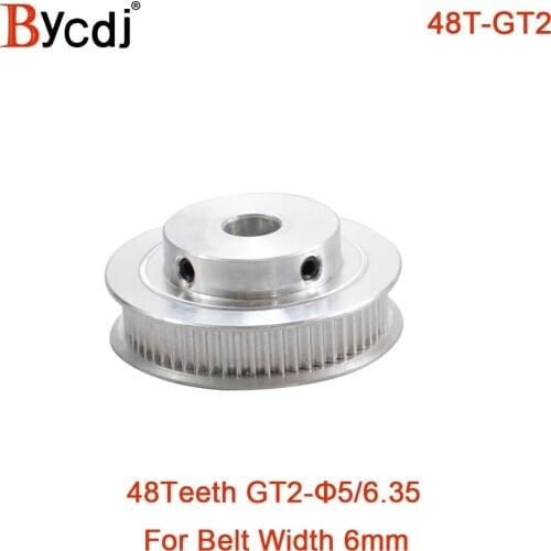 GT 48 Teeth 2M 2GT Timing Pulley Bore 5/6/6.35/7/8/10/12/14mm for GT2 Open Synchronous belt width 6/10mm wheel 48Teeth 48T