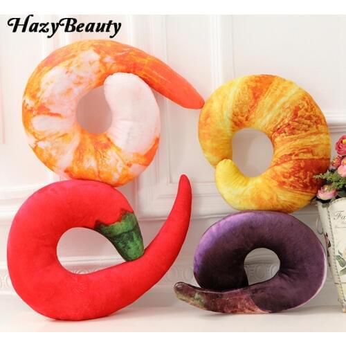 Simulation Shrimp Eggplant Shape U Type 3D Neck Pillow Cushion Nap Throw Pillow Stuffed Travel Pillow
