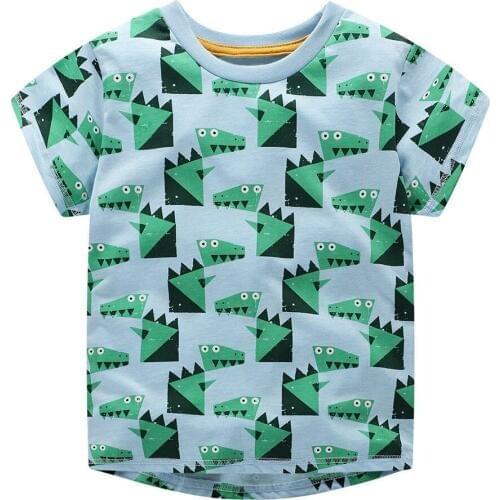Jumping Meters Boys Top Dinosaur Printed Shirt Baby Tees Summer Clothes 18 Kids Tshirts For Boys Clothing Children