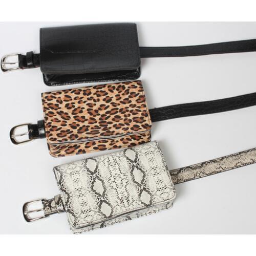 12PCS/ LOT Leather Waist Bags Women Serpentine Fanny Pack Pouch Bags For Women Bum Bag Messenger Bag For Phone