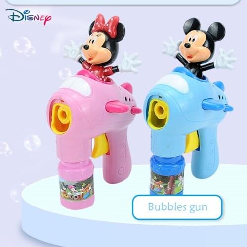 Disney Flashing Kids Mickey Mouse Magic Bubble Machine Summer Swimming Toys Wedding Supplies Birthday Gift Bubble Maker Gun