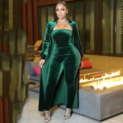 MD 2021 New African Jumpsuit Women Velvet Dresses 2 Pieces Set Dashiki Elastic Outfit Off Shoulder Romper Suit Kaftan Cardigan
