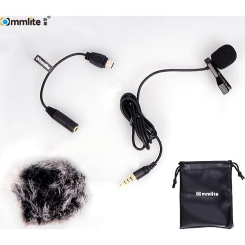 Commlite CoMica Lavalier Microphone Clip-on Omni-directional Condenser Mic for GoPro HERO3, HERO3+ and HERO4 with Wind Muff